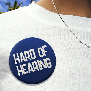 Basic Blue Fun Lettering Hard of Hearing Ronde Button 3,2 Cm