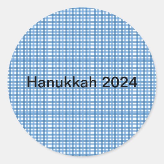 Basic Blue Plaid Sticker/Envelope Seal Ronde Sticker (Voorkant)