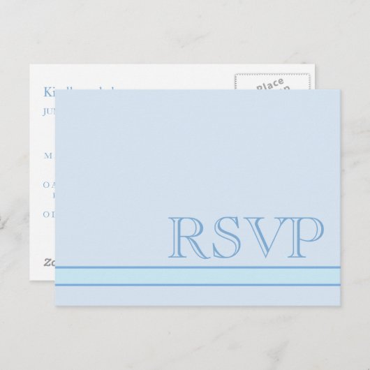 Basic Blue RSVP Uitnodiging Briefkaart (Voorkant / Achterkant)