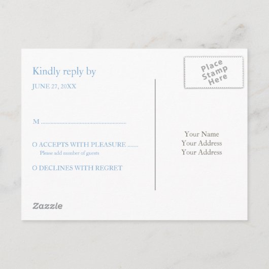 Basic Blue RSVP Uitnodiging Briefkaart (Achterkant)