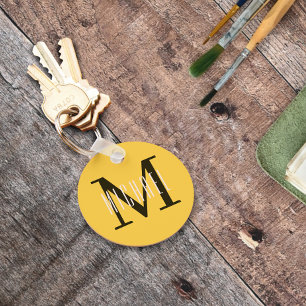 Basic Bold Monogram Initiaal & voornaam geel Sleutelhanger