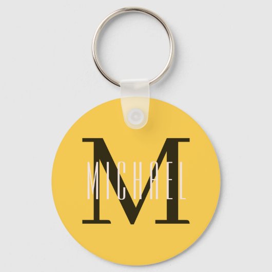 Basic Bold Monogram Initiaal & voornaam geel Sleutelhanger (Achterkant)