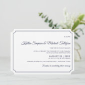 Basic Border Bruiloft Uitnodigingen (donker marine (Staand voorkant)