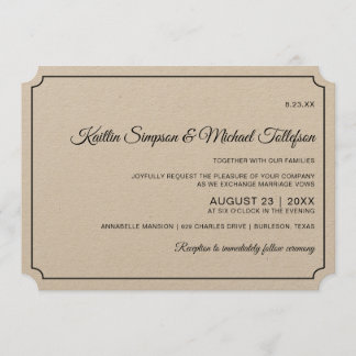 Basic Border Elegante bruiloft uitnodigingen (Kraf