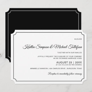 Basic Border Elegante bruiloft uitnodigingen (zwar