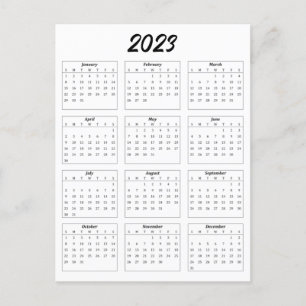 Basic - Briefkaart maandelijkse kalender 2023