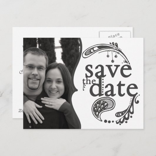 Basic Briefkaart Save the Date (Voorkant / Achterkant)