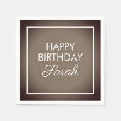 Basic Brown White Happy Birthday Servet (Voorkant)