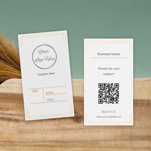 Basic bruin wit met logo product prijs label visitekaartje