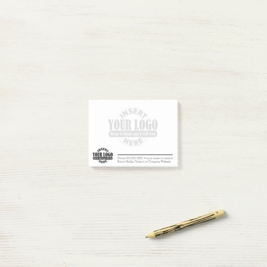 Basic Business Contact Info met Logo WATERMARK Post-it® Notes (Op bureau)