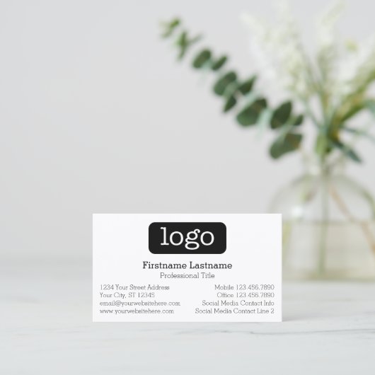 Basic Business Design Logo en contactgegevens Visitekaartje (Staand voorkant)