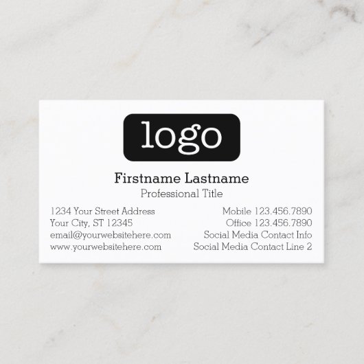 Basic Business Design Logo en contactgegevens Visitekaartje (Voorkant)