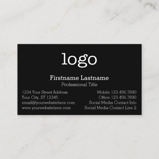 Basic Business Design Logo en contactgegevens Visitekaartje (Voorkant)