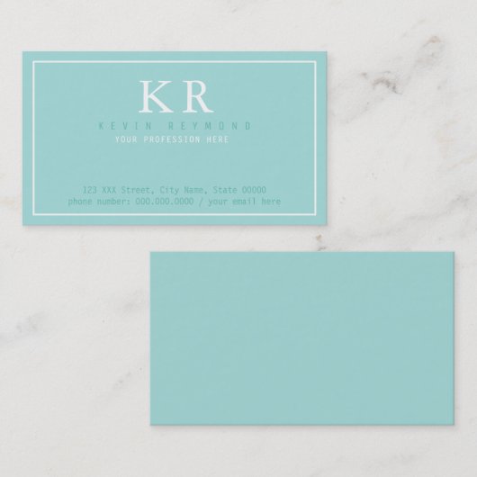 Basic Clean & Clear Turquoise blauwe presentatie Visitekaartje (Voorkant / Achterkant)