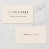 Basic Clean Eggshell Brown Drink Ticket (Voorkant / Achterkant)