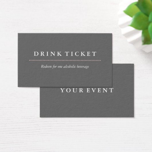 Basic Clean Grey Drink Ticket Visitekaartjes (Bureau)