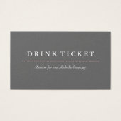 Basic Clean Grey Drink Ticket Visitekaartjes (Voorkant)