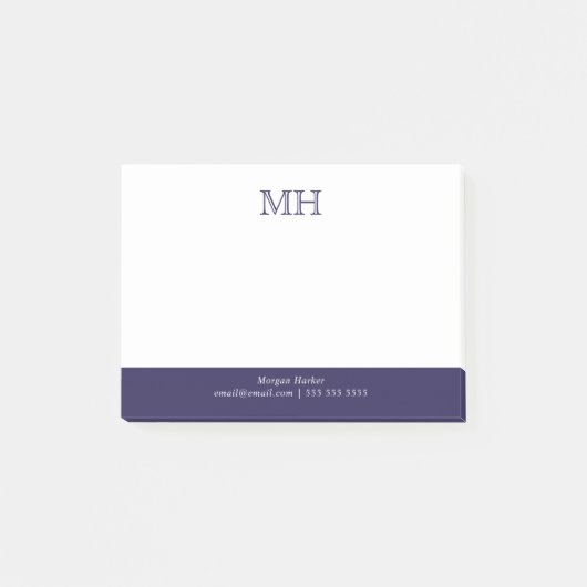 Basic Clean Initialen White Dark Blue Post-it® Notes (Voorkant)