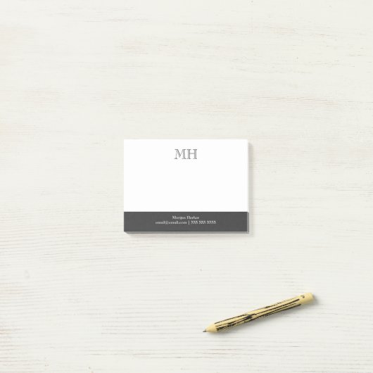 Basic Clean Initialen White Grey Post-it® Notes (Op bureau)