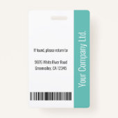 Basic Company Logo Blauwgroen identiteitskaart van Badge (Achterkant)