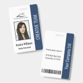Basic Company Logo Blue Employee Security Badge (Voor- en achterkant)