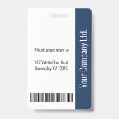 Basic Company Logo Blue Employee Security Badge (Achterkant)