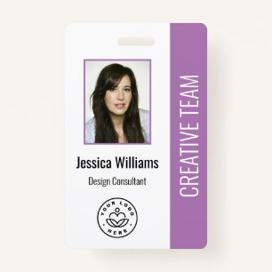 Basic Company Logo Foto Paars Employee ID Badge