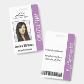 Basic Company Logo Foto Paars Employee Security Badge (Front & Back)
