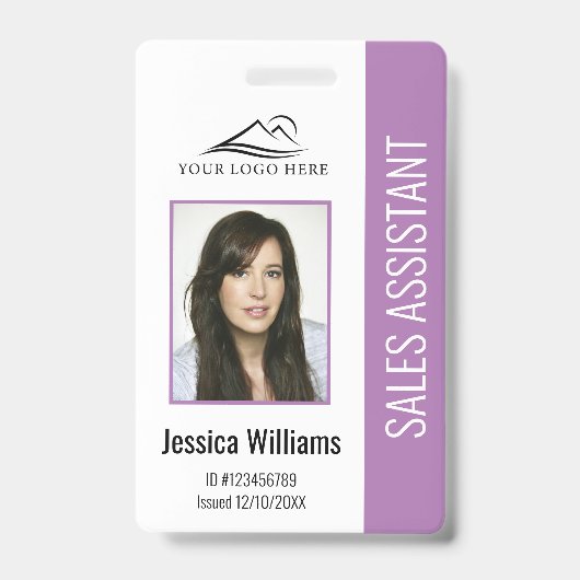 Basic Company Logo Foto Paars Employee Security Badge (Voorzijde)