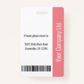 Basic Company Logo Foto Roze Veiligheid van de Wer Badge (Achterkant)