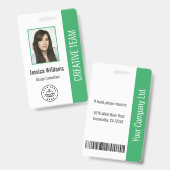 Basic Company Logo Green Employee ID Badge (Front & Back)