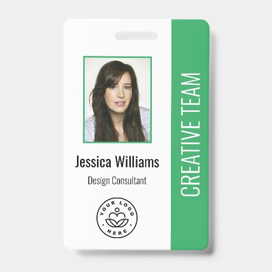 Basic Company Logo Green Employee ID Badge (Front)