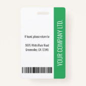 Basic Company Logo Green Employee Security Badge (Achterkant)
