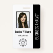 Basic Company Logo Photo Black Employee ID Badge (Voorkant)