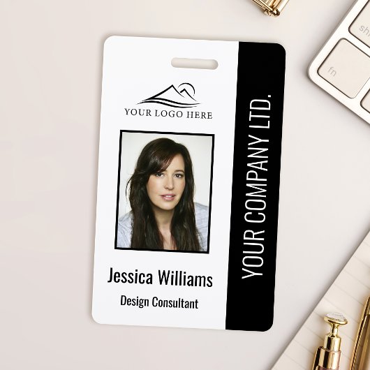 Basic Company Logo Photo Black Employee Security Badge
