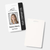 Basic Company Logo Photo Black Employee Security Badge (Voor- en achterkant)