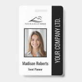 Basic Company Logo Photo Black Employee Security Badge (Voorzijde)