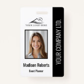 Basic Company Logo Photo Black Employee Security Badge (Voorkant)