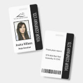 Basic Company Logo Photo Black Employee Security Badge (Voor- en achterkant)