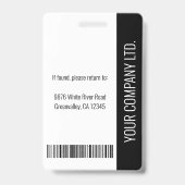 Basic Company Logo Photo Black Employee Security Badge (Achterkant)