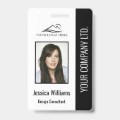 Basic Company Logo Photo Black Employee Security Badge (Voorzijde)