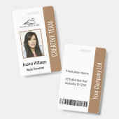 Basic Company Logo Photo Brown Employee Security Badge (Front & Back)