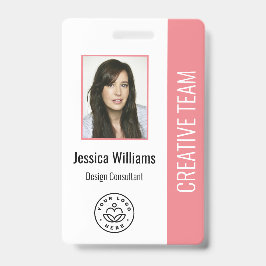 Basic Company Logo Photo Pink Employee ID Badge