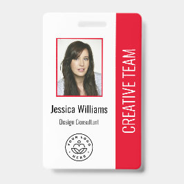 Basic Company Logo Photo Red Employee ID Badge