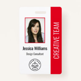 Basic Company Logo Photo Red Employee ID Badge