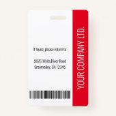 Basic Company Logo Photo Red Employee Security Badge (Achterkant)