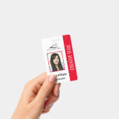 Basic Company Logo Photo Red Employee Security Badge (Handheld)
