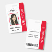 Basic Company Logo Photo Red Employee Security Badge (Front & Back)
