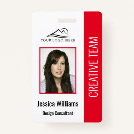 Basic Company Logo Photo Red Employee Security Badge