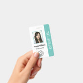 Basic Company Logo Photo Turquoise Employee ID Badge (Handheld)